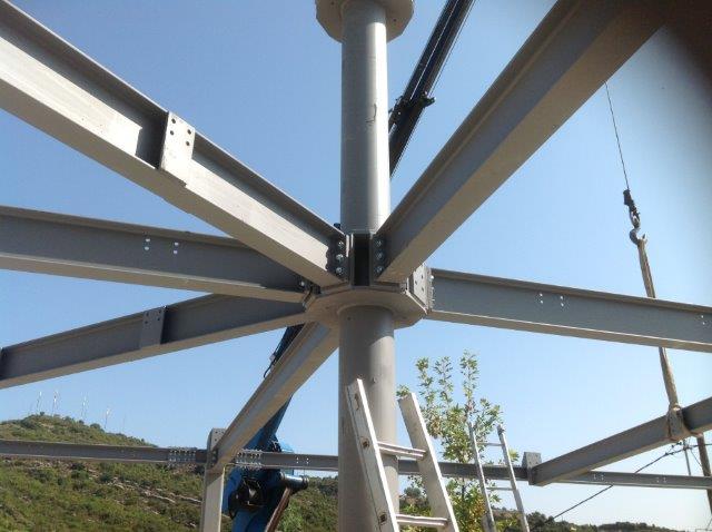 Κοχλιωτός κόμβος δοκών σε κυκλικό υποστύλωμα πανωσηκώματος στη Δάφνη Κορφοβουνίου Άρτας