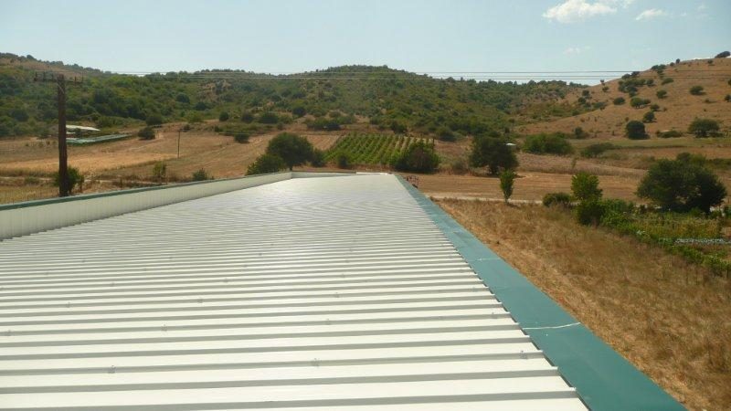 Η στέγη του κτιρίου, Βιοτεχνικό κτίριο στον κάμπο της Ελεούσας Δήμου Ζίτσας